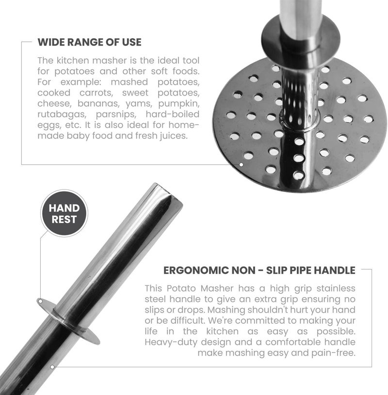 RAJ هراسة بطاطس راج ستيل بمقبض أنبوبي، RRG010، 5" - Image 3