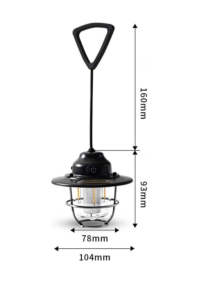 general Retro LED Camping Light, IPX4 Hanging Outdoor Light - USB Rechargeable Camping Light for Outdoor, Blackout, Garden, and Home Decor (Black) - Image 5