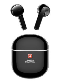 SWISS MILITARY Victor5 High Definition True Wireless Earbuds with Smart Touch Sensors, 180 Days Standby & 22Hr Total Playtime, Seamless Connectivity, Works with Android/iOS Phones - Black  - Image 1