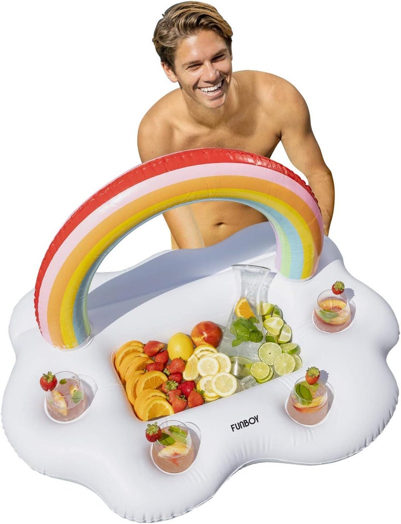 FUNBOY Giant Inflatable Rainbow Cloud Drink Holder, Luxury Floating Bar Accessory for Pool Parties and Entertainment, Floating Drink Holder - Image 5