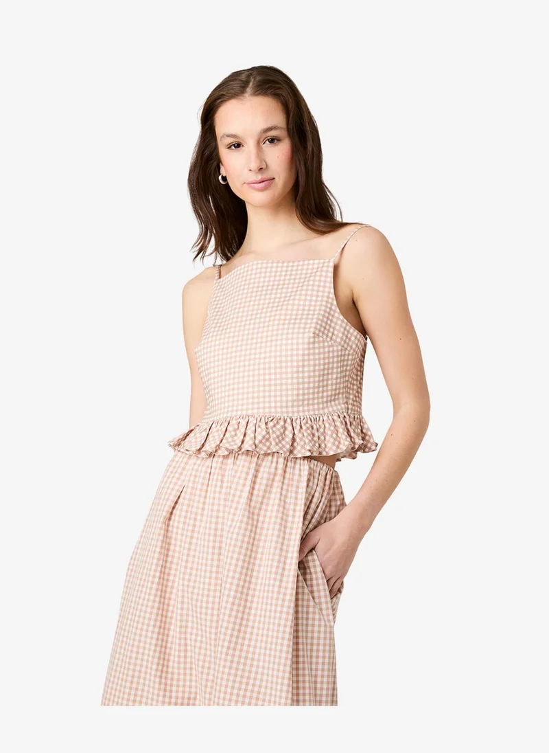 Women's Petit Ging Almnd Nde Lilah Strch Cot Gingham Top
