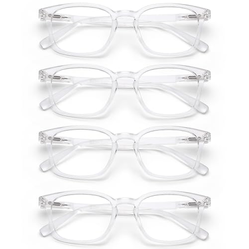 AQWANO Clear Reading Glasses for Women Men 15 Blue Light Blocking Square Frames Lightweight Computer Readers Cheaters with Spring Hinge Anti EyestainGlare 15 - Image 2