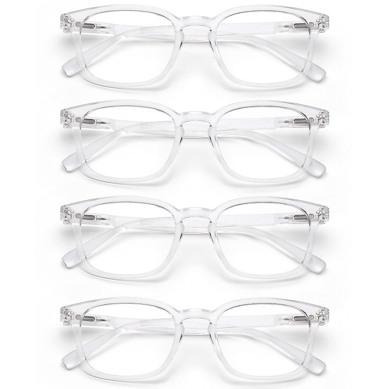 AQWANO Clear Reading Glasses for Women Men 15 Blue Light Blocking Square Frames Lightweight Computer Readers Cheaters with Spring Hinge Anti EyestainGlare 15 - Image 3