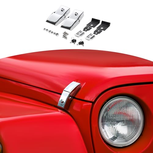 RT-TCZ RTTCZ for Wrangler Hood Latches Catch Kit with Lock for Jeep Wrangler JK JKU JL JLU Gladiator JT 2007Present Chrome Exterior Accessories 2pcs - Image 1