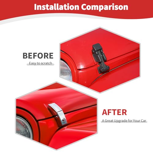 RT-TCZ RTTCZ for Wrangler Hood Latches Catch Kit with Lock for Jeep Wrangler JK JKU JL JLU Gladiator JT 2007Present Chrome Exterior Accessories 2pcs - Image 3