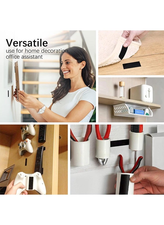 Generic - 1 x 4 inch Hook and Loop Tape, Double Command Adhesive Strip Heavy Duty, Hook and Loop Tape for Mounting, Hanging, for Home or Office Use - Instead of Holes and Screws, Black 10 pcs - Image 1