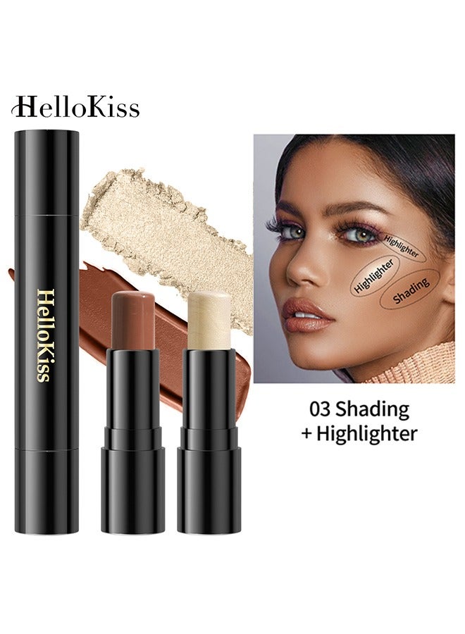 HelloKiss 2 in 1 Contouring Stick Highlighter & Shading-Contour Stick Makeup Bronzer Stick Face Makeup Wonder Stick Face Brightens and Shades Pencil #03 - Image 1
