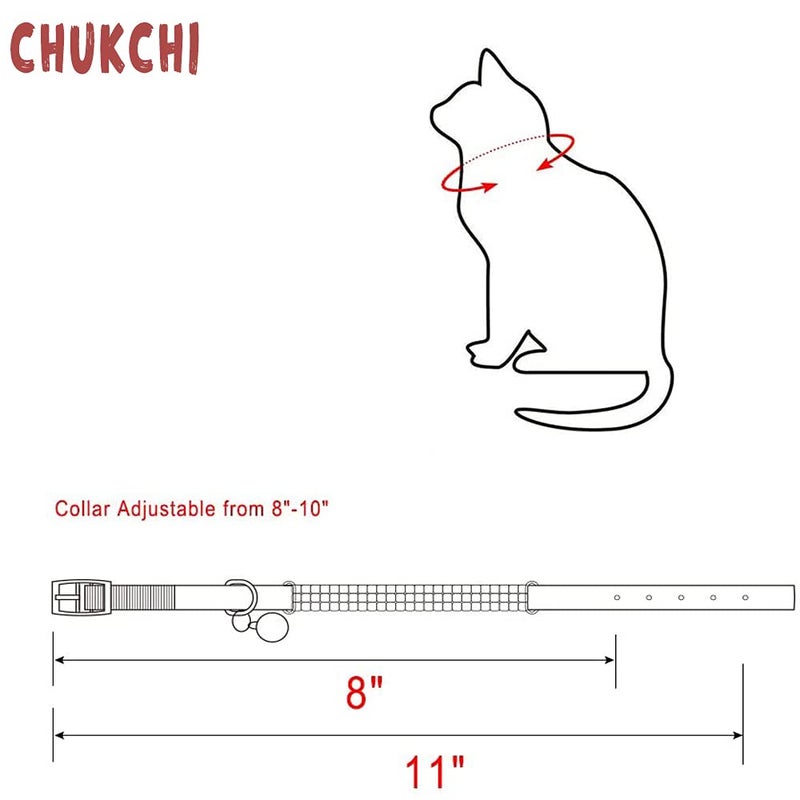 CHUKCHI Soft Velvet Safe Cat Adjustable Collar Bling Diamante with Bells,2 Pcs Black+Red - Image 1