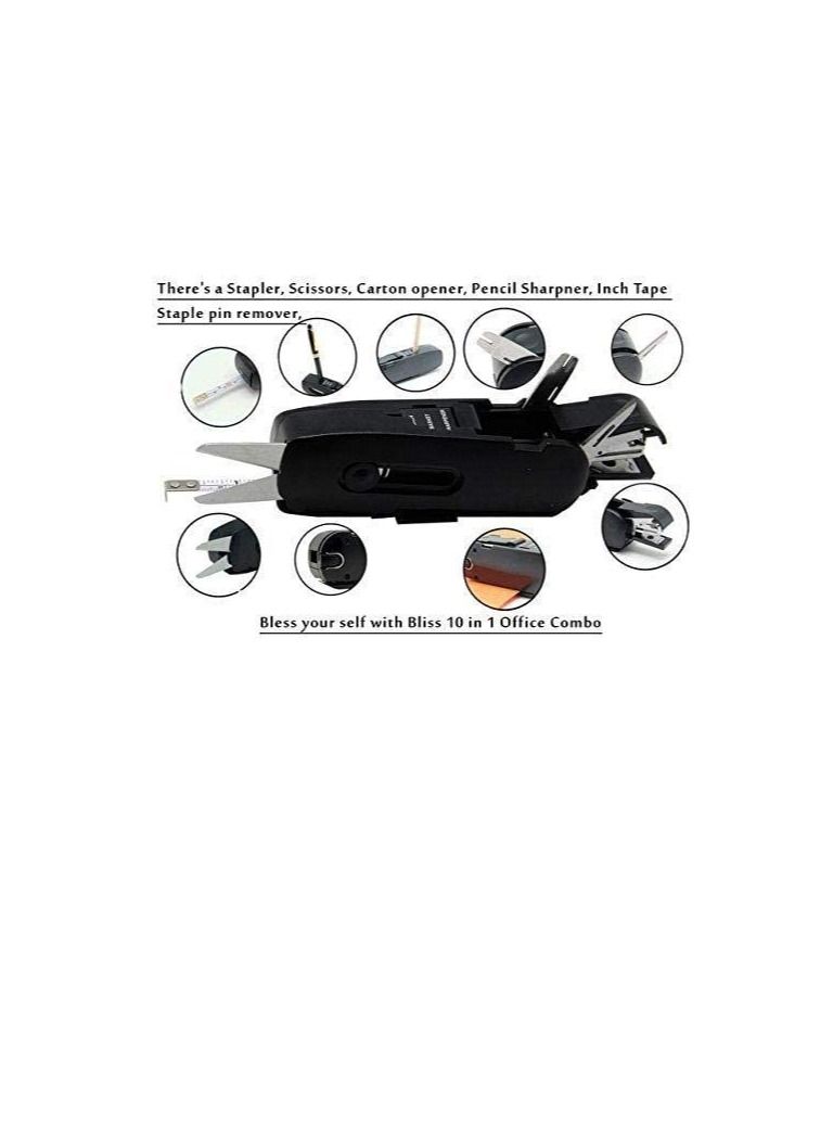 Office Combo 10 in1 Toolkit Scissors Measurig Tape Stapler Opener Punch Ruler  - Image 3