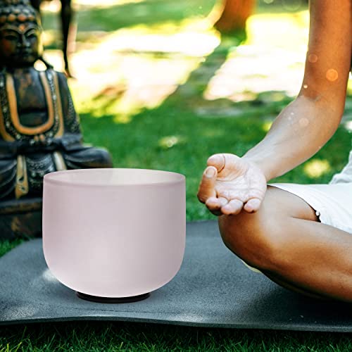 TOPFUND G Note Crystal Singing Bowl Throat Chakra 8" with Heavy Duty Carrying Case and Suede Mallet - Image 3