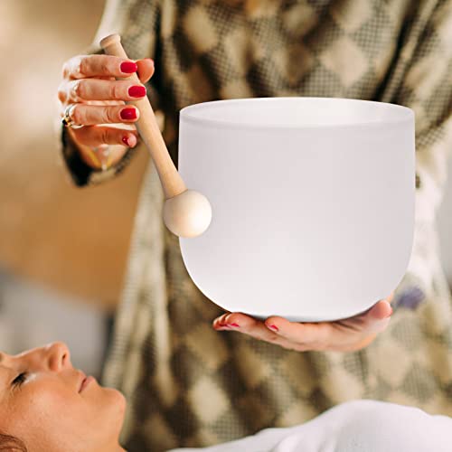 TOPFUND G Note Crystal Singing Bowl Throat Chakra 8" with Heavy Duty Carrying Case and Suede Mallet - Image 5