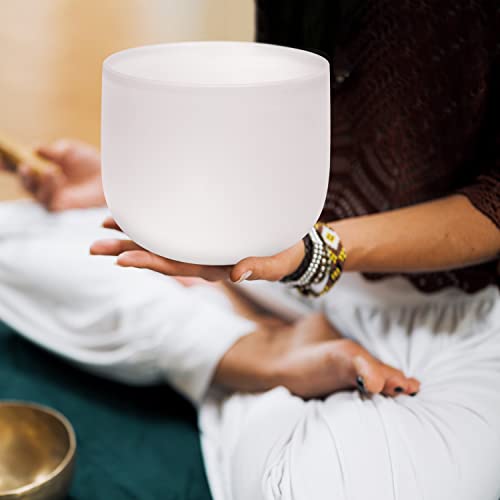 TOPFUND G Note Crystal Singing Bowl Throat Chakra 8" with Heavy Duty Carrying Case and Suede Mallet - Image 2