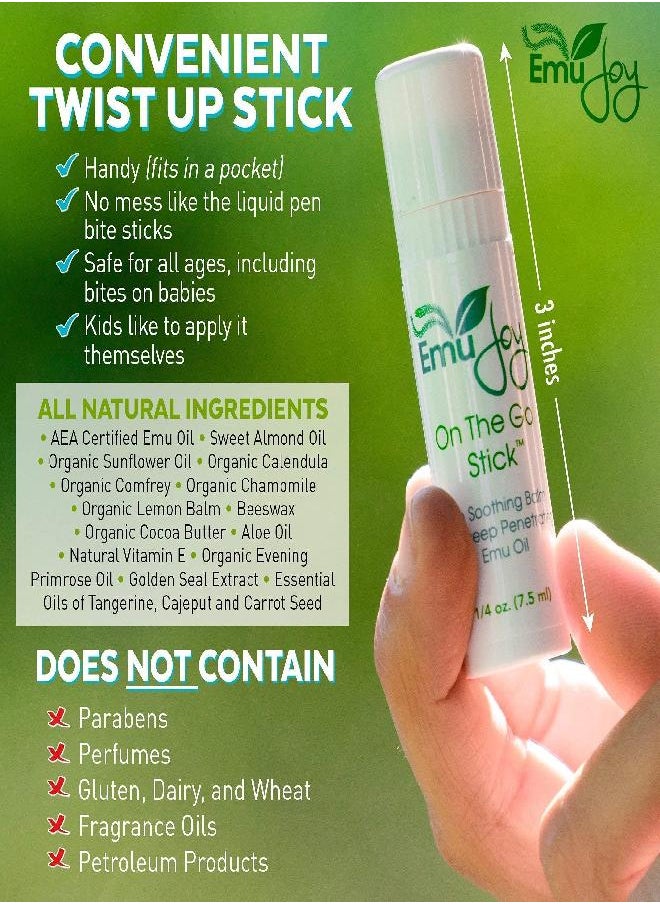 Emu Joy - Emu Joy On The Go Handy First Aid Stick | Bug Bite Itch Relief, Mosquito Bite Relief. Bees, Wasps, Spiders, Chapped Skin, Scratches, Stings, and Burns (1 Pack) - Image 1