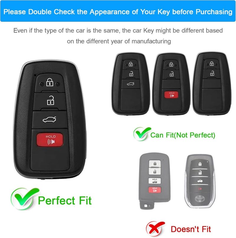 Toyota Key Fob Cover 2 Pcs Silicone Case - Signal Friendly Ultra-Thin Design - Scratch Protection Slim Lightweight Key Protector for RAV4 Camry Highlander Corolla - Image 2