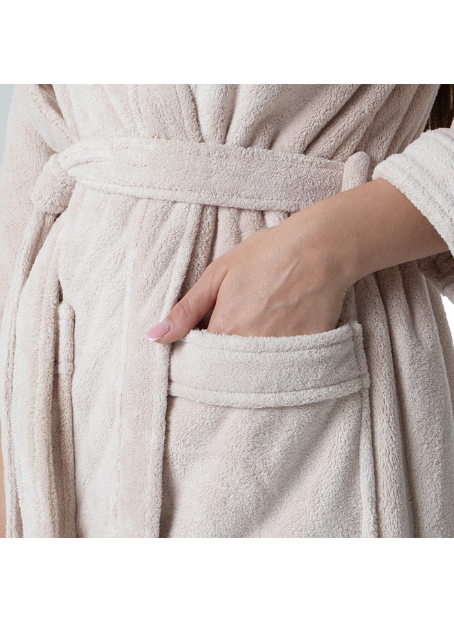 Tela Bathrobe Made of Coral Fleece Material Available in Different Sizes - Beige  - Image 4