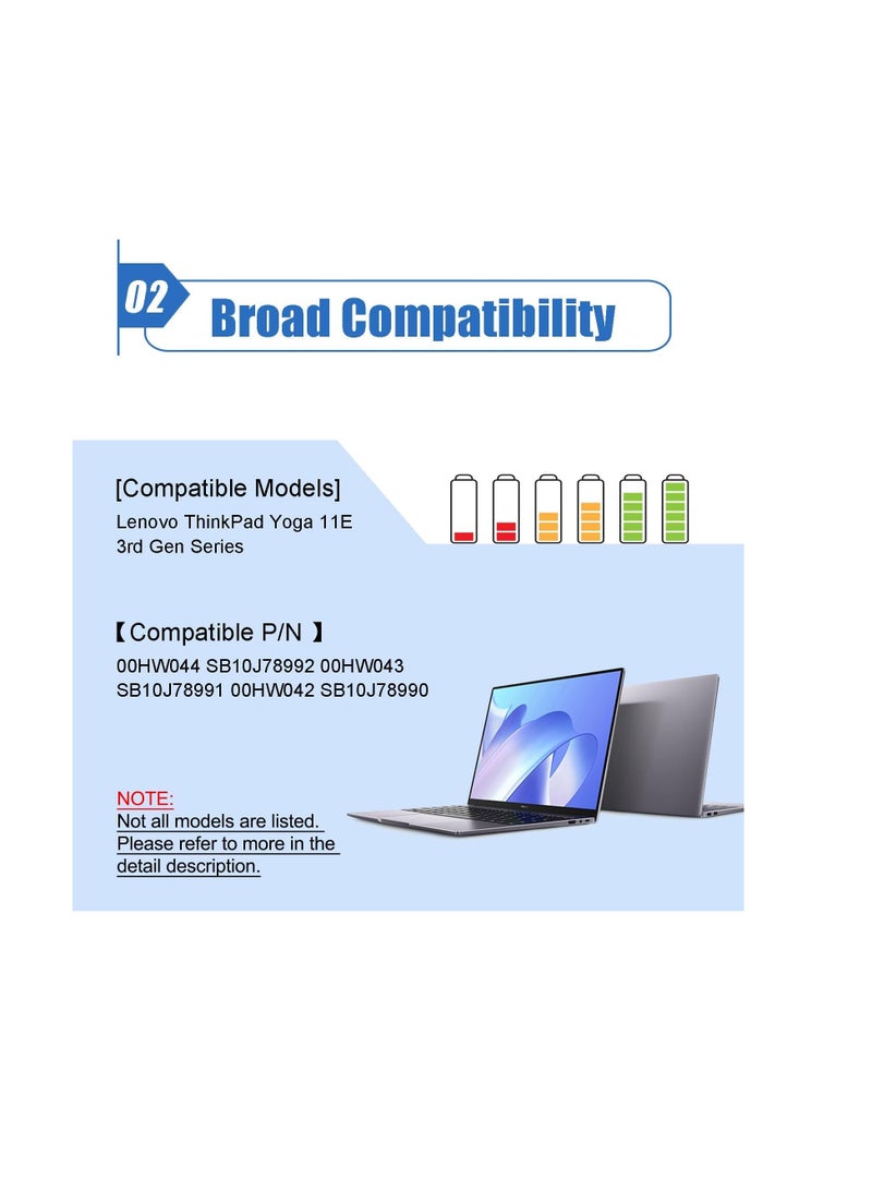 Terabyte 00HW043 00HW044 Battery for Lenovo ThinkPad Yoga 11E 3rd Gen 11E 20G8-S03400 20GA Series SB10J78991 SB10J78992 00HW042 SB10J7899 11.25V 42Wh/3735mAh - Image 4