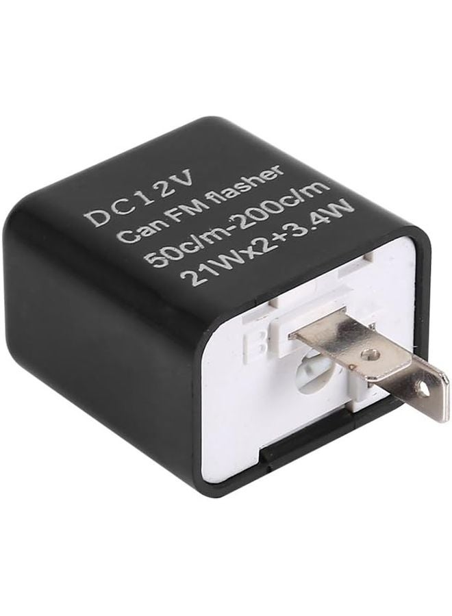 Adjustable Speed 2 Pin Flasher Relay for Motorcycle LED Turn Signal 12V Black - Image 1