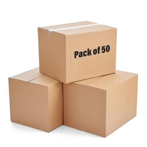 Kuber Industries Corrugated Box | 3 Ply Corrugated Packing Box | Corrugated for Shipping | Corrugated for Courier & Goods Transportation | Packing Storage Box | 50 Pcs Set | P02 | Brown - Image 1