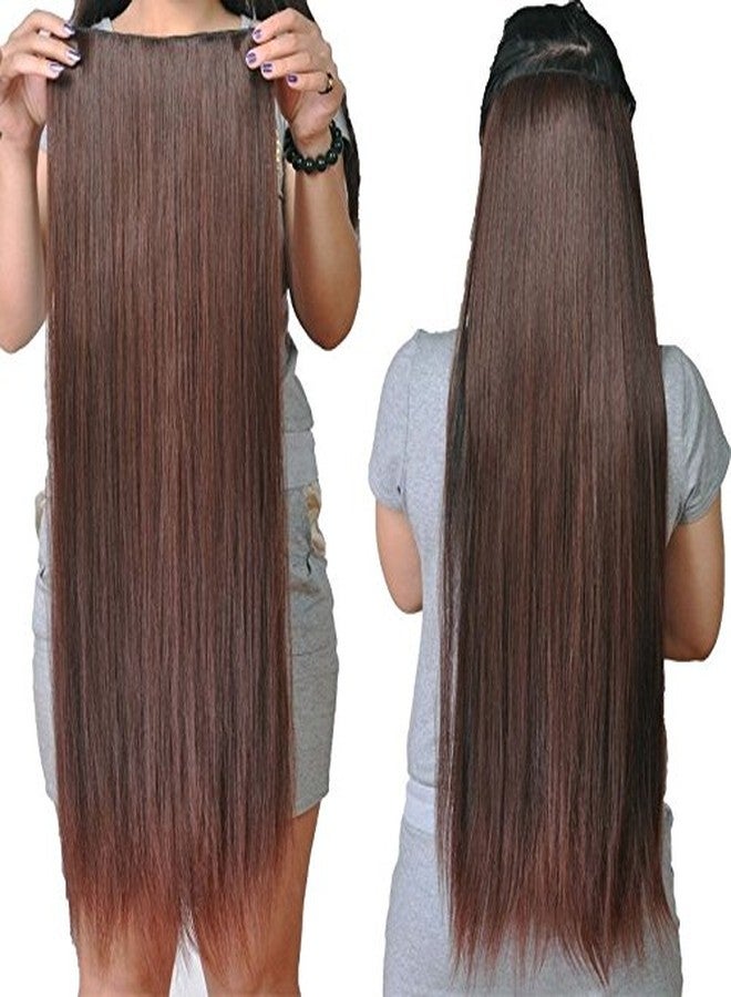 Ritzkart Double Colour Maroon Black Natural Hair Extension 25 Inch, Black, - Image 5