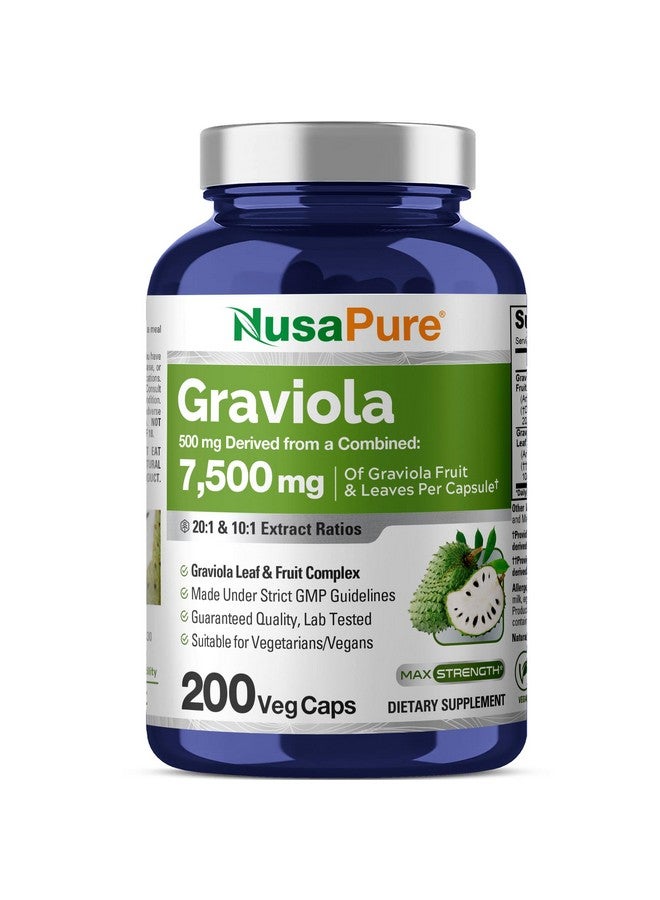 NusaPure Graviola 20:1 & 10:1 Extract, 250 mg Equivalent to 7,500 mg per caps 200 Veggie (Vegan, Non-GMO) - Image 1