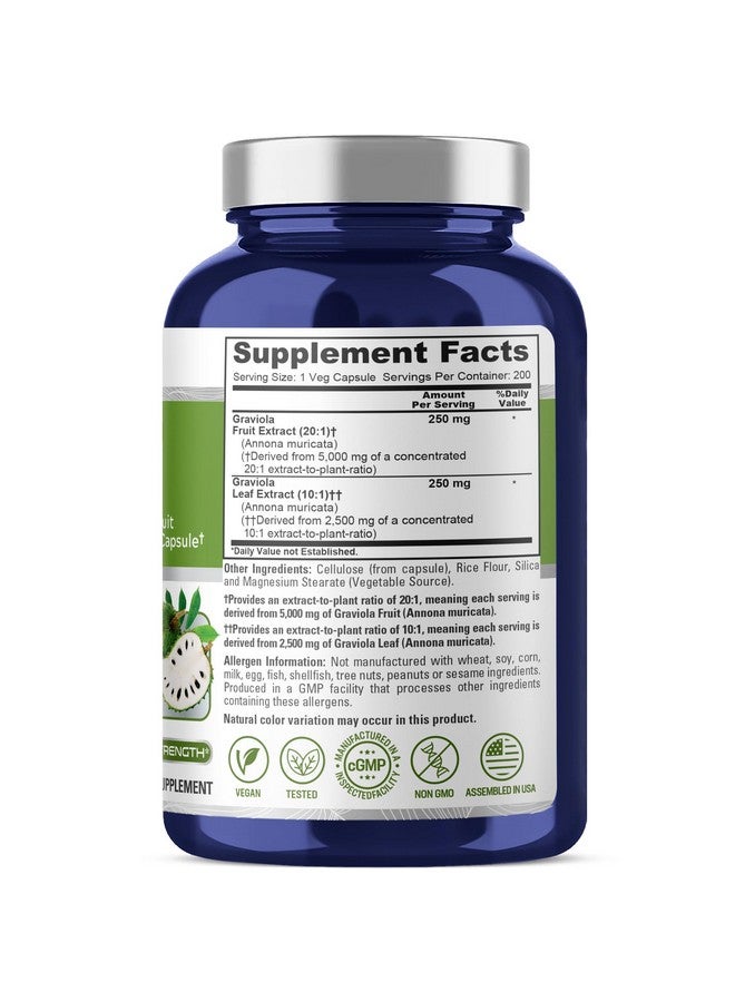 NusaPure Graviola 20:1 & 10:1 Extract, 250 mg Equivalent to 7,500 mg per caps 200 Veggie (Vegan, Non-GMO) - Image 2