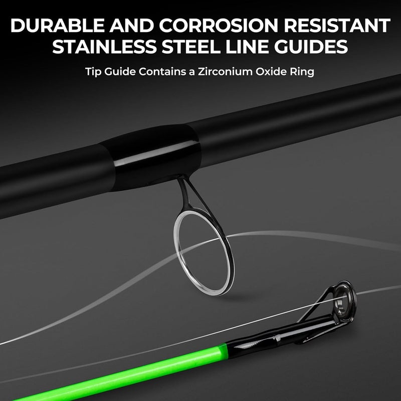 Kastking Brutus Spinning Rods & Casting Fishing Rods, Brute Tuff Composite Graphite & Glass Blanks, Stainless Steel Line Guides w/Zirconium Oxide Rings Tip Top, Chartreuse Strike Tip - Image 5