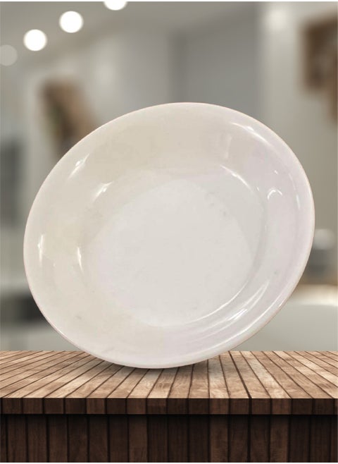 Flat white side serving platter is easy to store, durable, break-resistant and dishwasher safe.
