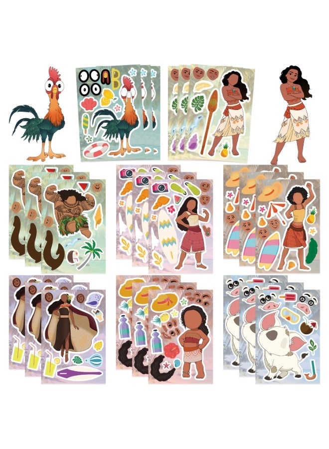 NIBEMINENT 8 قطع مجموعة قصص المحيط موانا طقم ملصقات مقاومة للماء، طباعة عالية الدقة بألوان زاهية، مناسبة للكمبيوتر المحمول، لوح التزلج، الأمتعة، زجاجة الماء، الجيتار، الأعمال اليدوية - Image 1