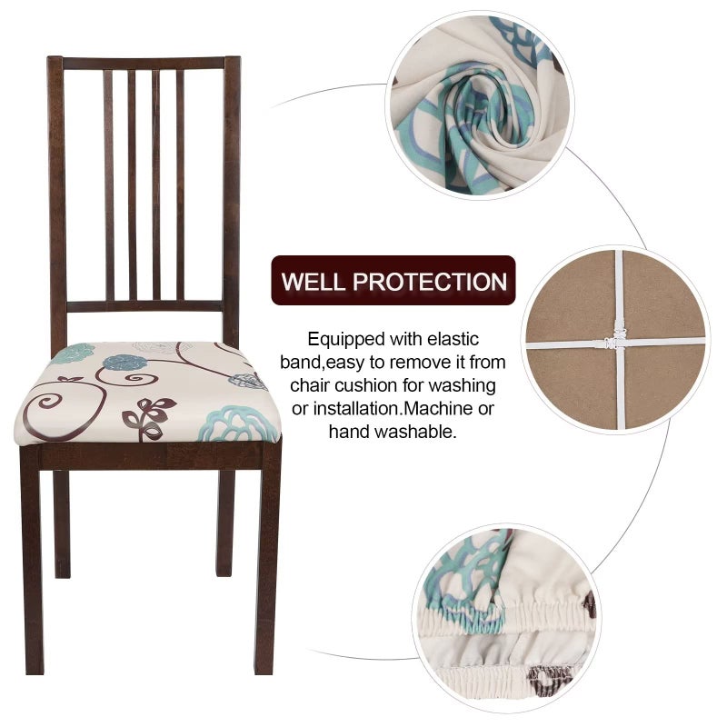 SearchI Seat Covers for Dining Room Chairs Stretch Printed Chair Seat Covers Set of 4, Removable Washable Upholstered Chair Seat Protector Cushion Slipcovers for Kitchen, Office(Ball Flower) - Image 3