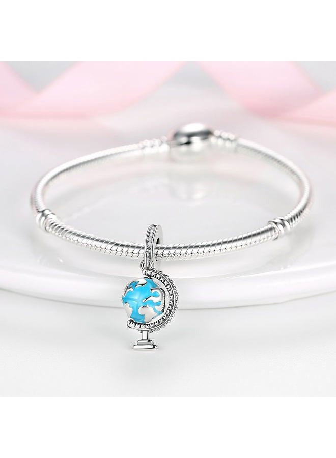 PANPOKI Travel Holiday 925 Sterling Silver Charms for Bracelets and Necklace Dangle Pendants Airplane Passport Globe Slippers Bead Jewelry Present for Women Family Friends, Universal Bracelet - Image 2