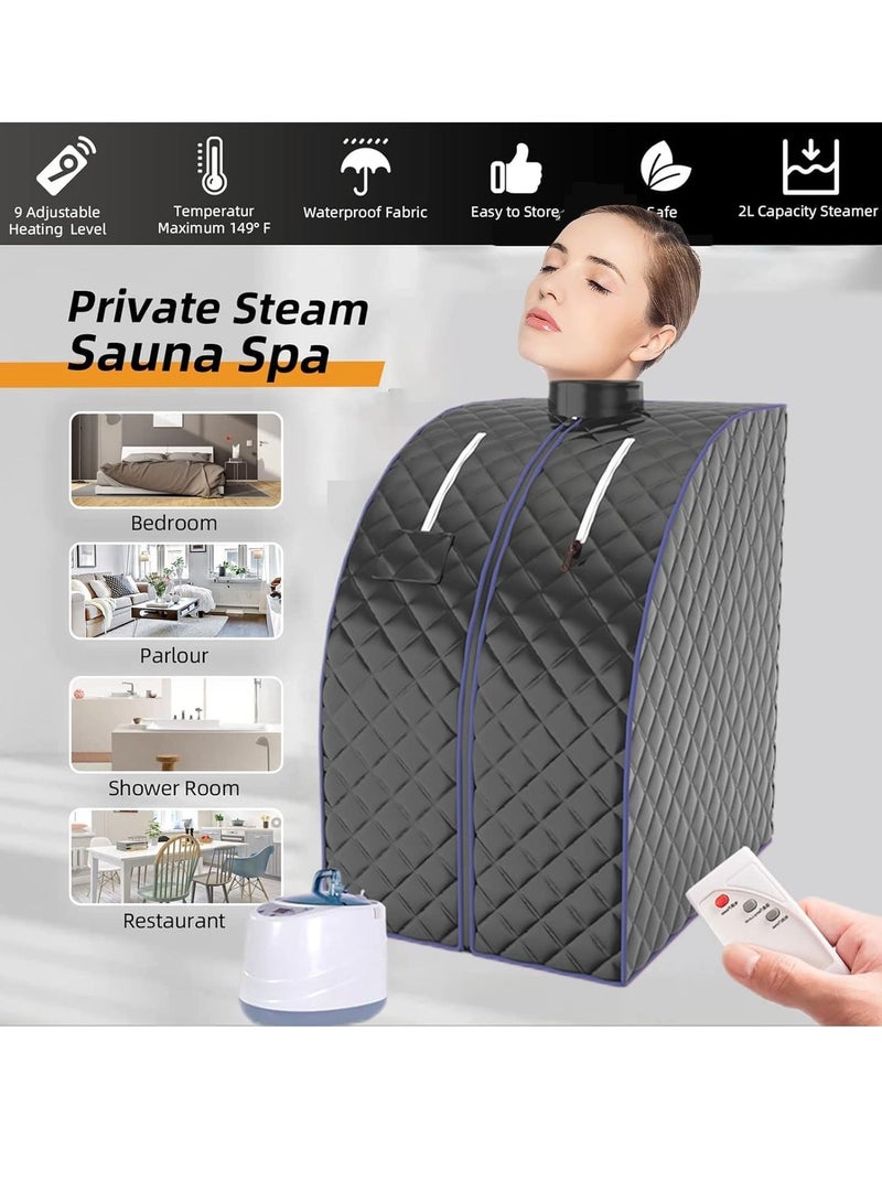 أكسبيه ساونا بخارية محمولة 1000 واط للمنزل – خيمة شخصية كاملة الحجم مع تحكم عن بعد، 9 مستويات حرارة، تسخين سريع، كرسي قابل للطي للاسترخاء وإزالة السموم - Image 3