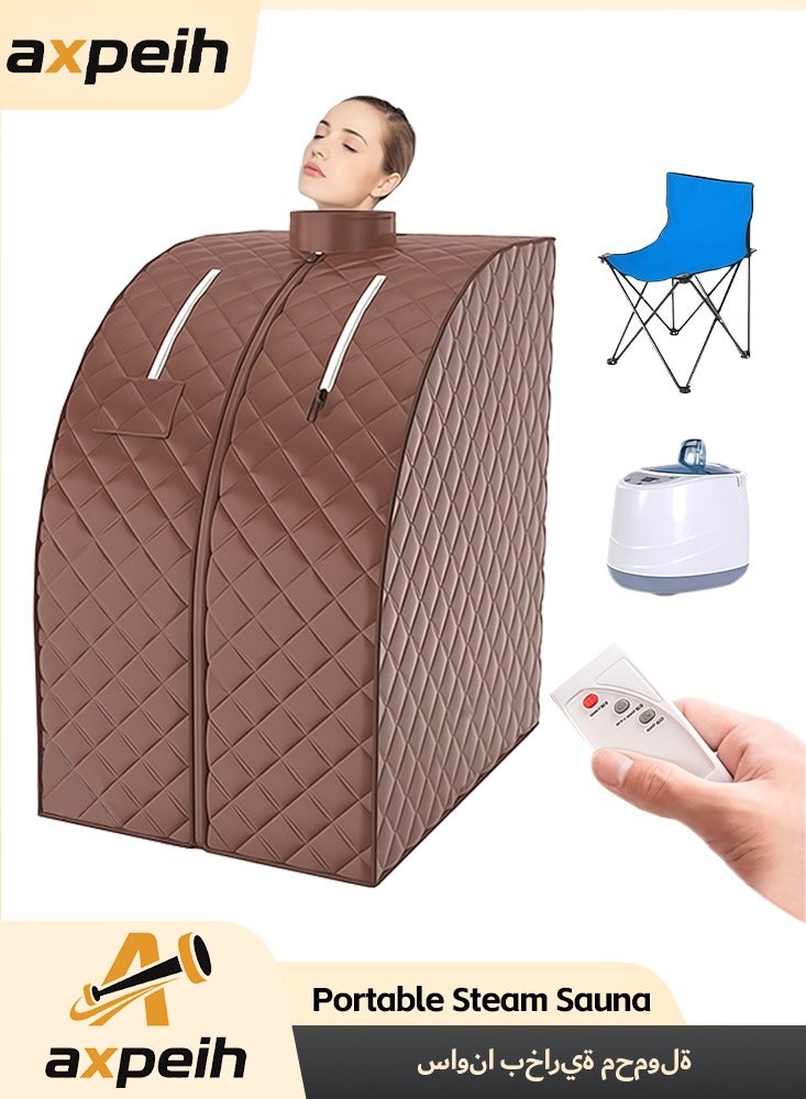 أكسبيه ساونا بخارية محمولة 1000 واط للمنزل – خيمة شخصية كاملة الحجم مع تحكم عن بعد، 9 مستويات حرارة، تسخين سريع، كرسي قابل للطي للاسترخاء وإزالة السموم - Image 1