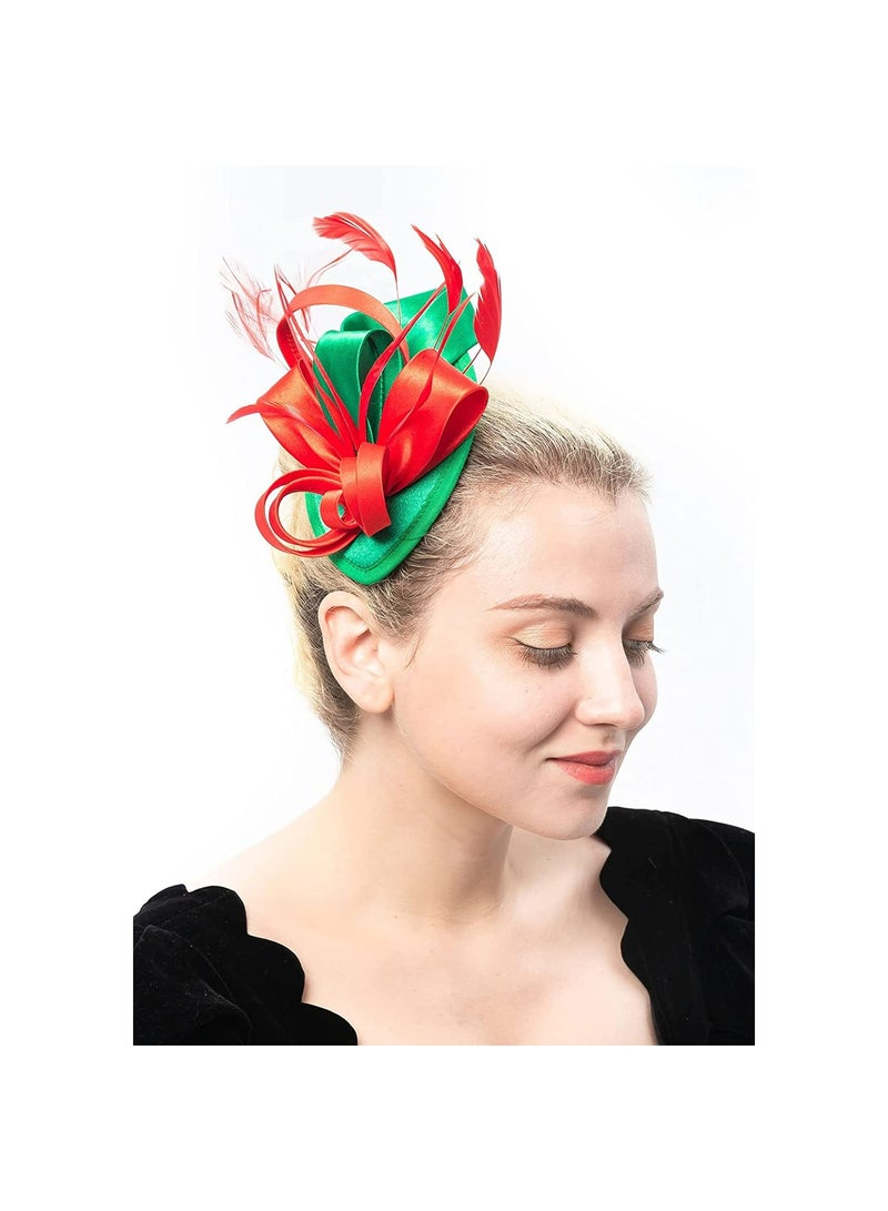 KASTWAVE Veil Headband with Hair Clip Women Tea Party Hat Headband Wedding Church Feather Tiara Bridal Hair Accessories Mesh Top Hat Jockey Club Hair Accessories Women's Hats Party Prom Hats - Image 1