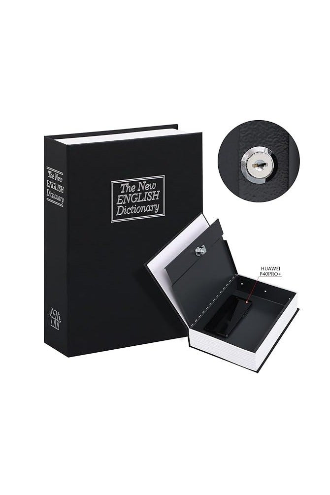 كيه واي كيودوليد خزنة بتصميم كتاب تحويل مع قفل برمز، صندوق قفل معدني مخفي سري، صندوق جمع النقود، 9.5 انش × 6.2 انش × 2.2 انش، اسود، مقاس L - Image 1