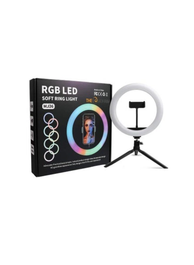 ACLIX RGB LED Soft Ring Light With Phone Tripod Stand For Camera Smartphones Shooting Vlogging And Reels - Image 1