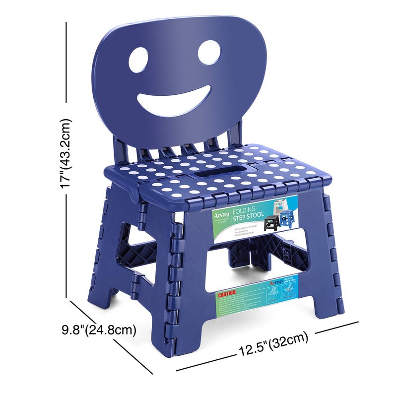 ACSTEP Folding Step Stool with Back Support for Kids,9" Kids Step Stool for Outdoor or Indoor Kitchen Step Stools and Bathroom Stool for Toddlers Boys Girls - Royal Blue - Image 5