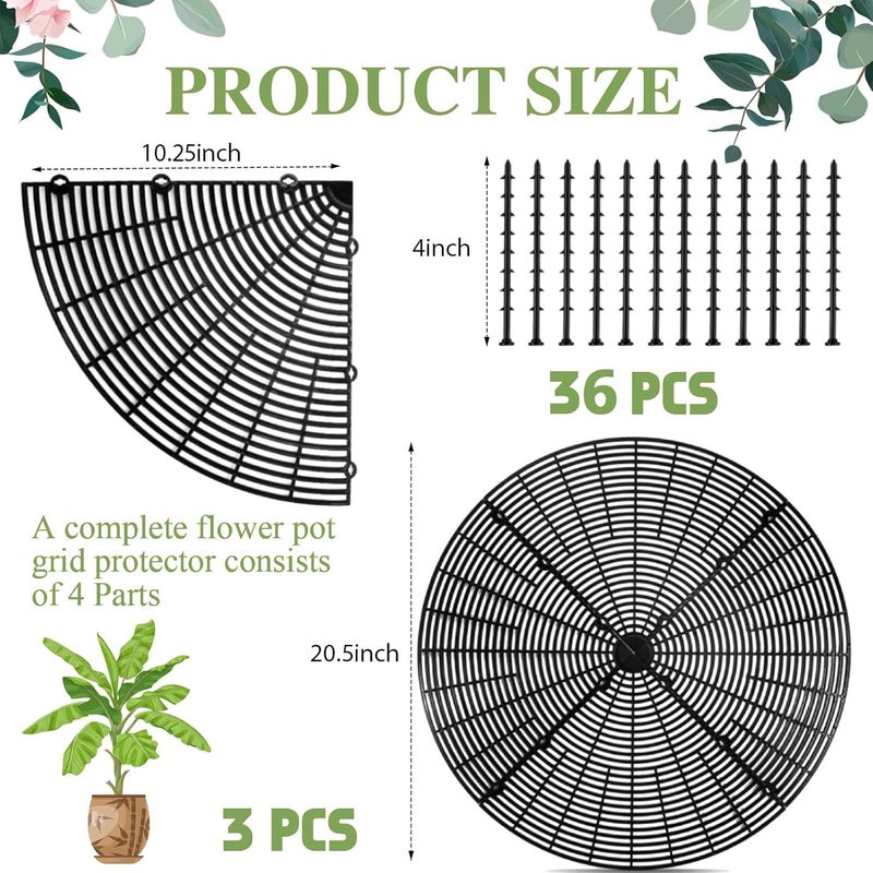 Sawysine 3 Pcs Plant Pot Cover Plant Protector from Animal Plant Pot Grid with Center Cutout Flower Cover Soil Protectors for Plants (Black, 20.5 in) Multi-market matching options - Image 2