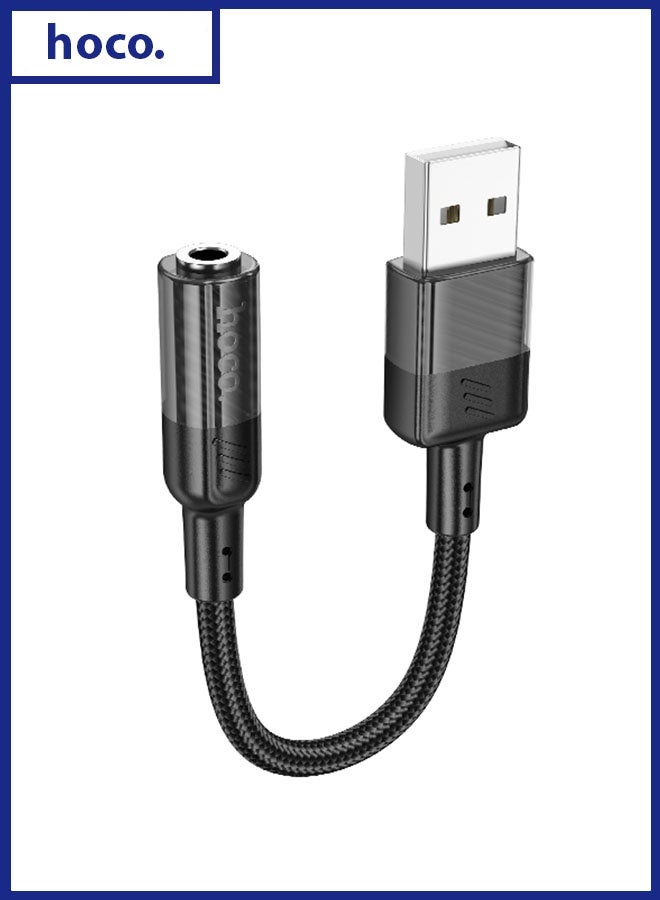 hoco. LS37 Spirit (USB to 3.5mm) Transparent External Sound Card(Black)  - Image 1