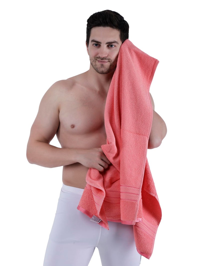 Dollar Bath Towel Cotton Soft, Large Size, 100% Cotton Towel - Highly Absorbent Size (75 X 150 Cm) for Men's and Women's 1 Piece Bath Towel (Salmon Pink) - Image 1