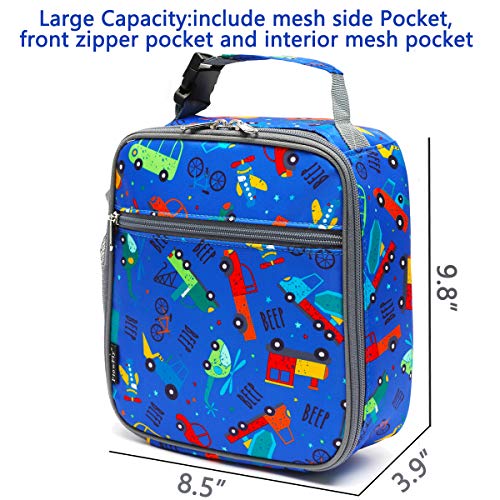FlowFly Kids Lunch box Insulated Soft Bag Mini Cooler Back to School Thermal Meal Tote Kit for Girls, Boys, Car - Image 3