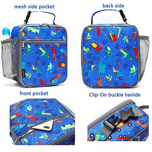FlowFly Kids Lunch box Insulated Soft Bag Mini Cooler Back to School Thermal Meal Tote Kit for Girls, Boys, Car - Image 4