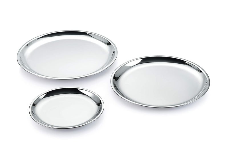 Neelam Stainless Steel 12, 22 Gauge Plate, 27.5 cm, Set of 12, Dishwasher Safe, Durable & Elegant Round Plate for Serving, Perfect for Daily Use, Parties, Special Occasion, Stylish Look