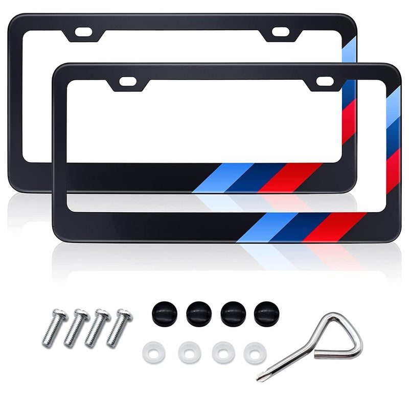 GZSH 2PCS Matte License Plate Frames fit for BMW Aluminum Alloy 3 Color License Plate Cover Holder fit for All BMW License Plates Universal License Plate Covers Accessories for Front and Rear Car Tags - Image 1