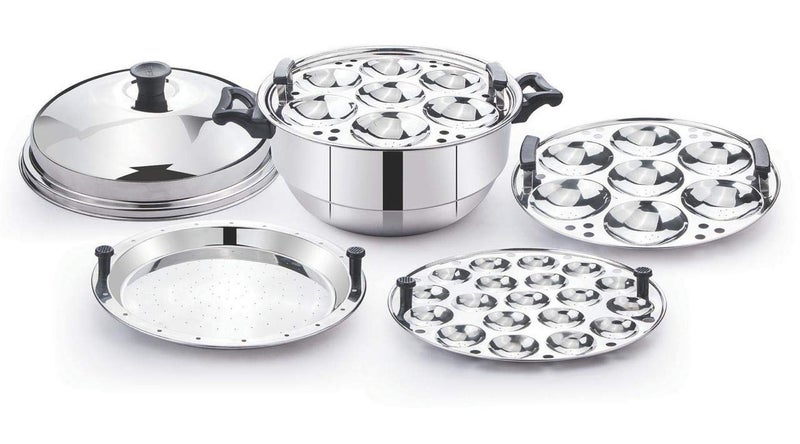 luxuria Sumo Stainless Steel Idly Pot Induction & Standard Idli Maker (4 Plates, 14 Idlis) - Silver - Image 1
