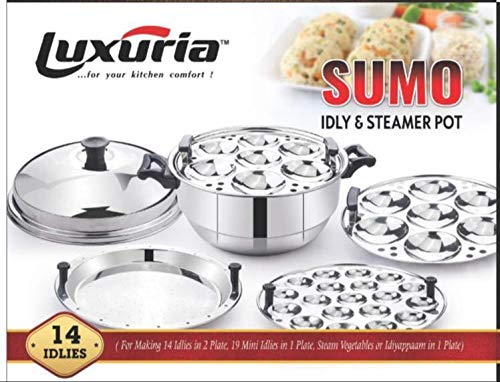 luxuria Sumo Stainless Steel Idly Pot Induction & Standard Idli Maker (4 Plates, 14 Idlis) - Silver - Image 3