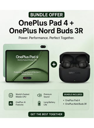 لوحي Pad 4 Sage Mist 12GB RAM 256GB WiFi 13.2-inch مع Nord Buds 3R - النسخة الدولية