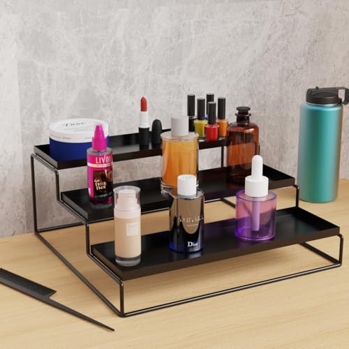 WonderStand Metal TRIZEN | 3-Step Kitchen Countertop Spice Rack Container Utensil Holder Organizer (Black) - Image 3
