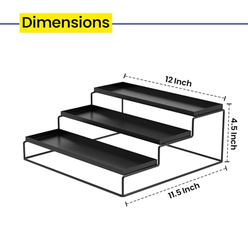 WonderStand Metal TRIZEN | 3-Step Kitchen Countertop Spice Rack Container Utensil Holder Organizer (Black) - Image 4