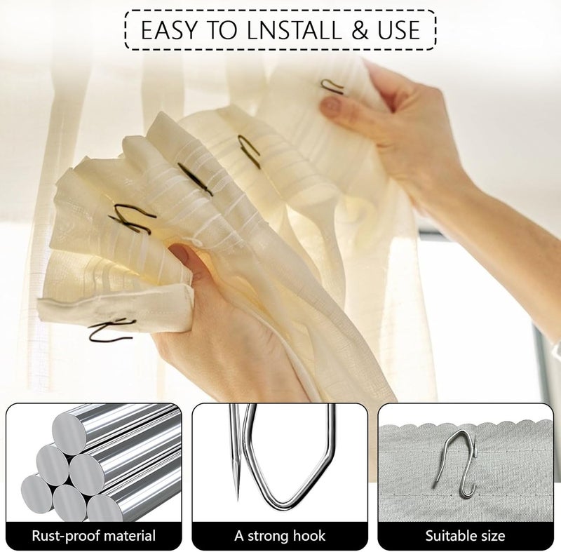 KAHIT Curtain Hooks, Curtain Hooks for Drapes Pins 120 Pack Curtain Hooks for Curtain Rod Curtain Hooks Drapery Hooks for Pleated Drapes Curtain Pin Hooks Ring Hooks for Curtains Metal - Image 5
