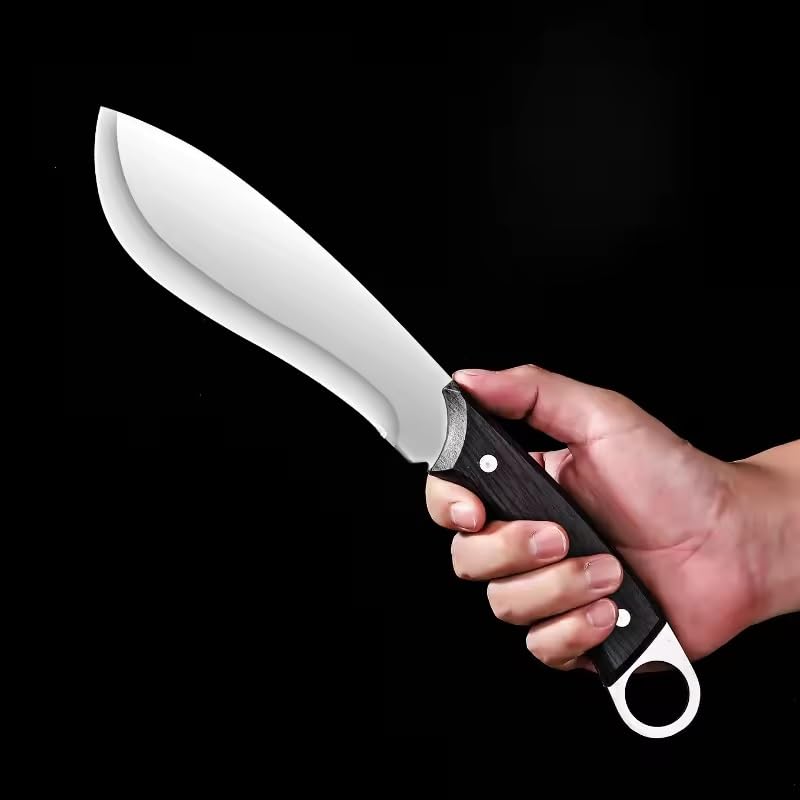 Machado سكين فايكنغ مغولي هجين مشحوذ يدويًا مع غمد جلدي، سكين تقطيع متعدد الاستخدامات للحوم، سكاكين جزارين للتخييم في الهواء الطلق والشواء - Image 2